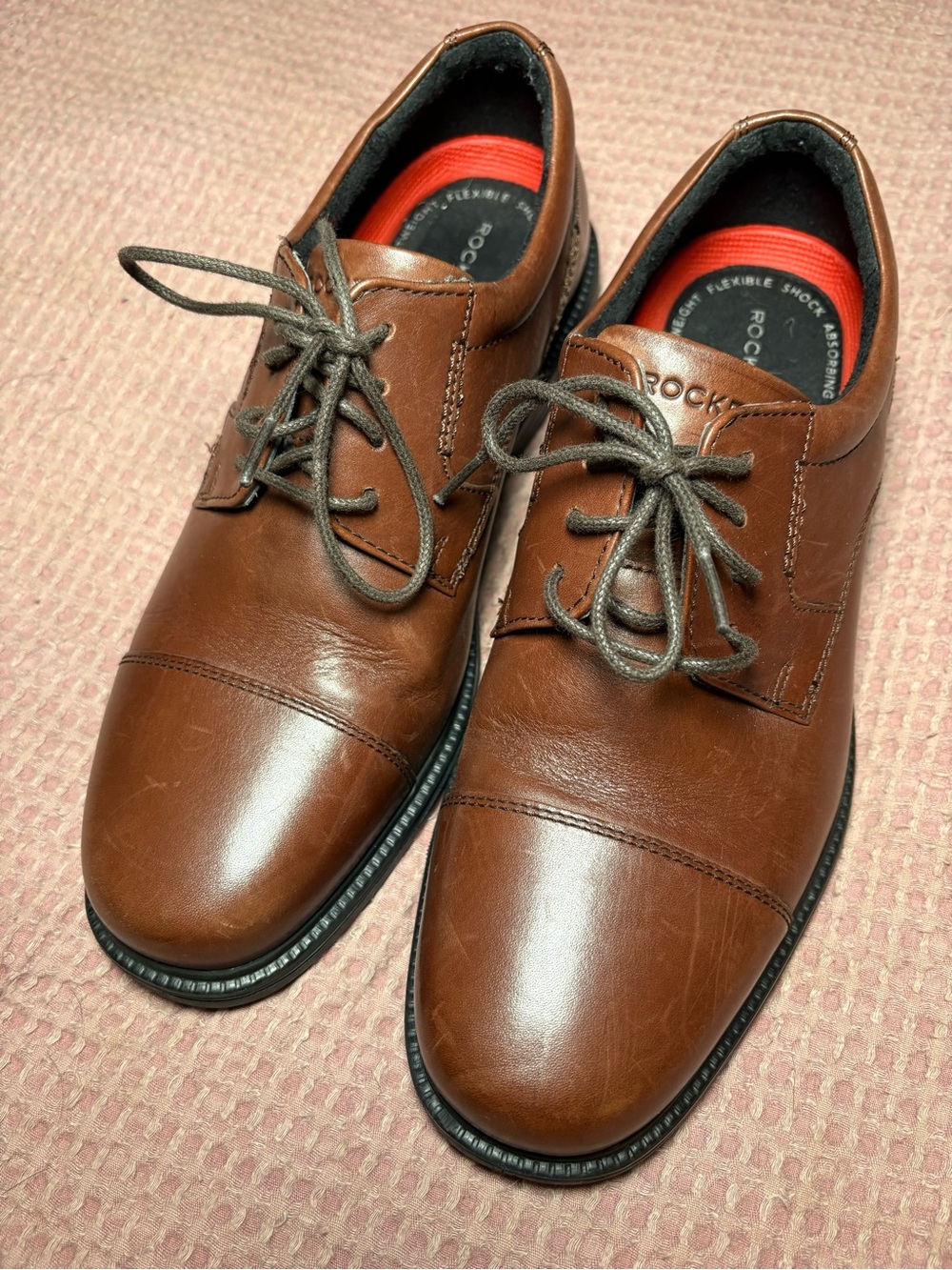 Rockport Men's Brown Leather Cap-Toe Lace-Up Oxfords